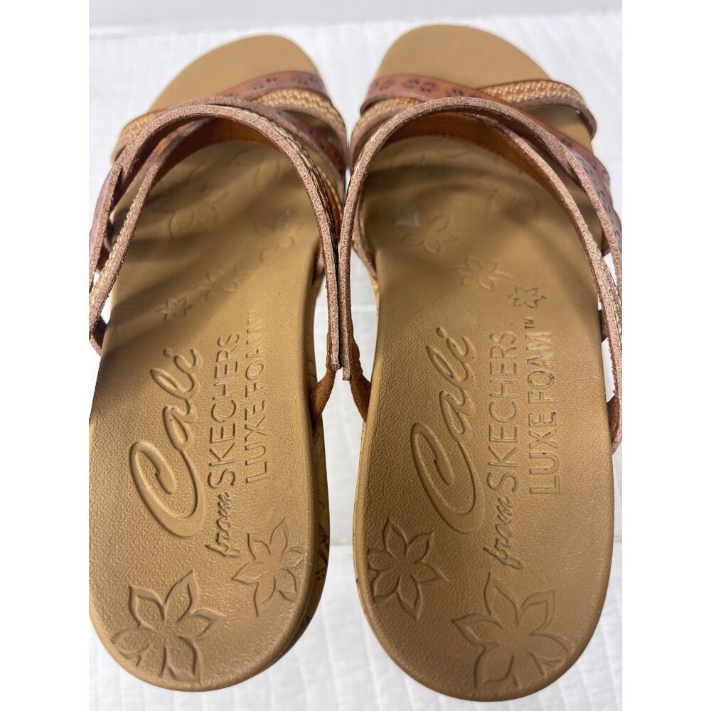 Skechers Women Beverlee Vegan Strappy Wedge Sandals 9 Brown - Picture 8 of 9